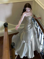 Modest Mermaid Spaghetti Straps Long Prom Dresses Birthday Party Dress Evening Gowns
