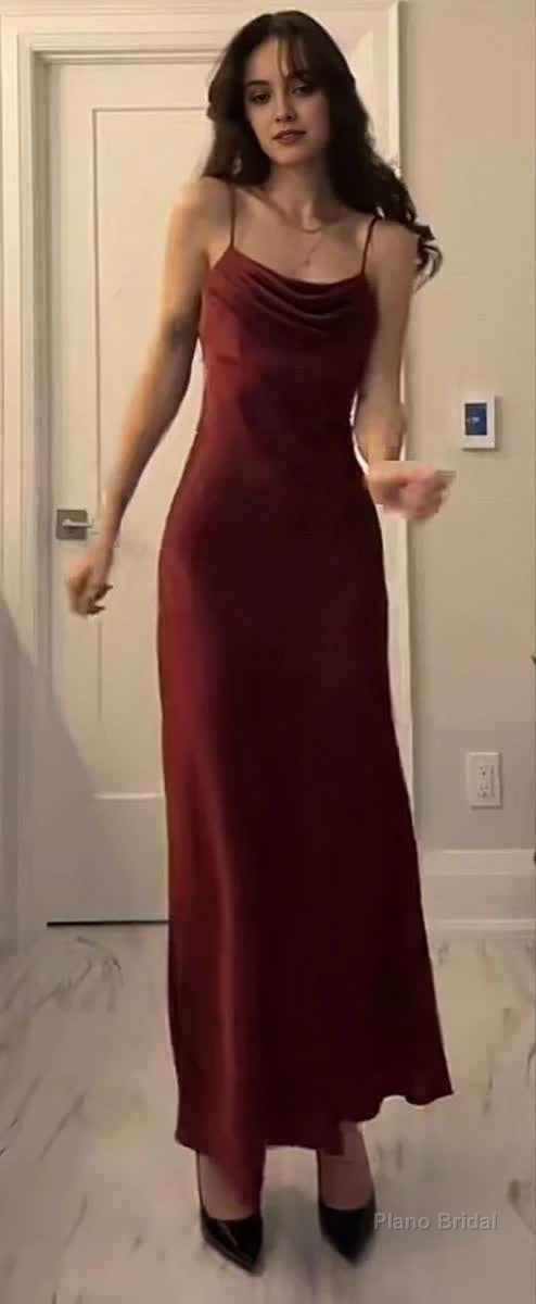 Modest Mermaid Straps Burgundy Prom Dress Secondary image