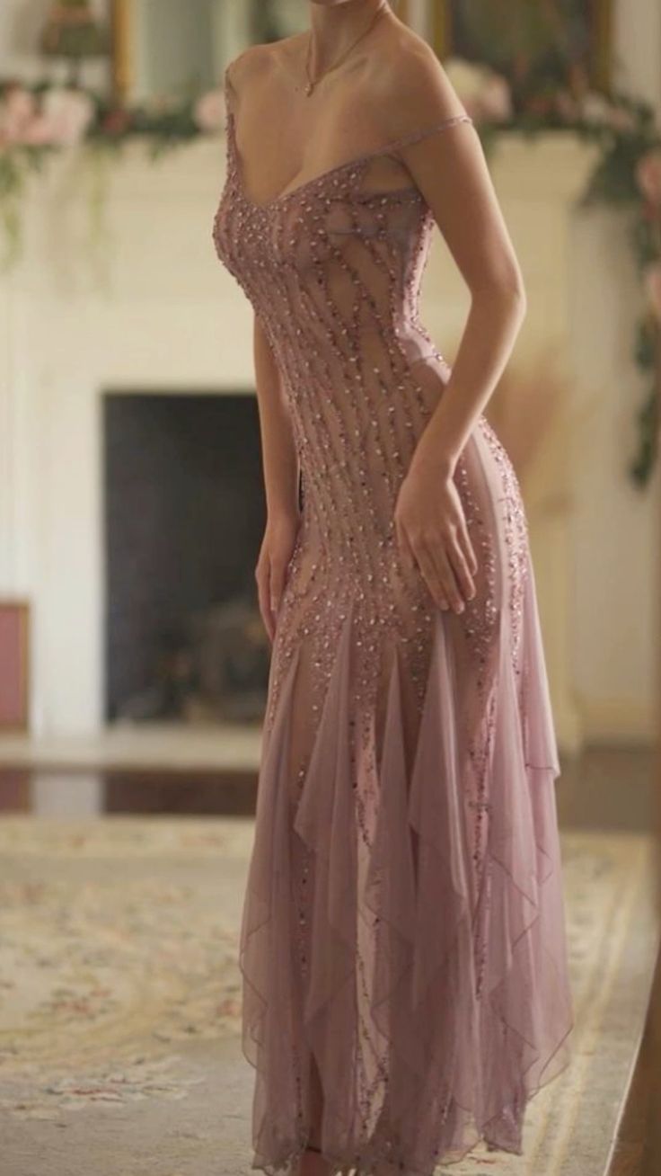 Modest Mermaid V Neckline Pink Chiffon Ruffles Long Party Dresses Formal Prom Dresses