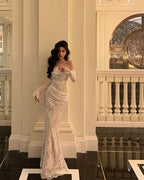 Modest Off The Shoulder Lace Mermaid Long Formal Prom Dresses Formal Party Gown For Women