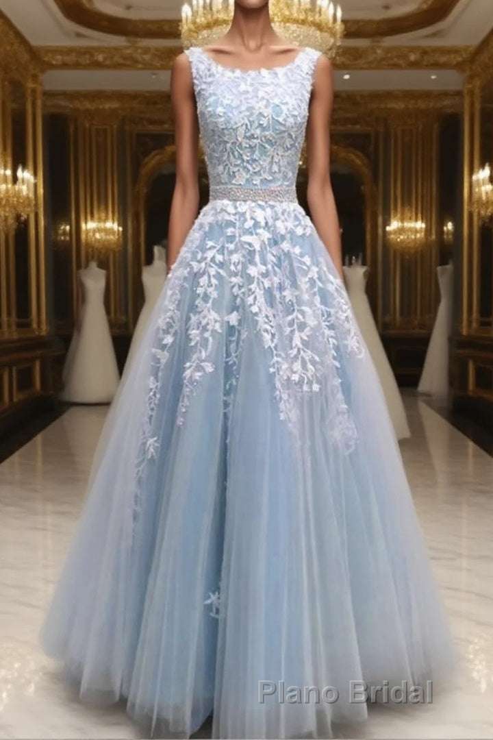 Modest Formal Prom Dresses Tulle Cap Sleeves Lace Embroidery Main image