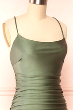 Modest Sheath Olive Green Backless Long Formal Prom Dresses Formal Graduation Party Dresses Formal Evening Dresses