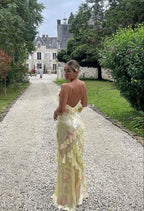 Modest Sheath Straps Chiffon Yellow Formal Prom Dresses