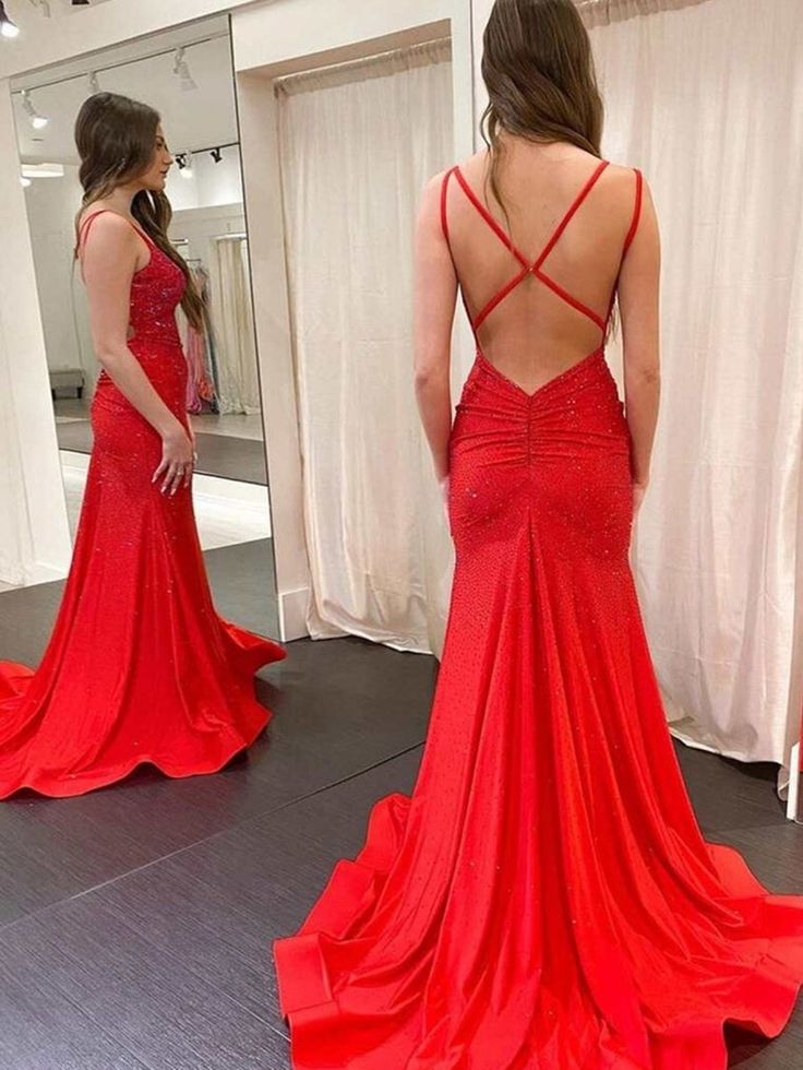 Modest Trendy Mermaid Spaghetti Straps Navy Blue Sequins Formal Prom Dresses Style Long Senior High School Dance Party Dresses Secondary image