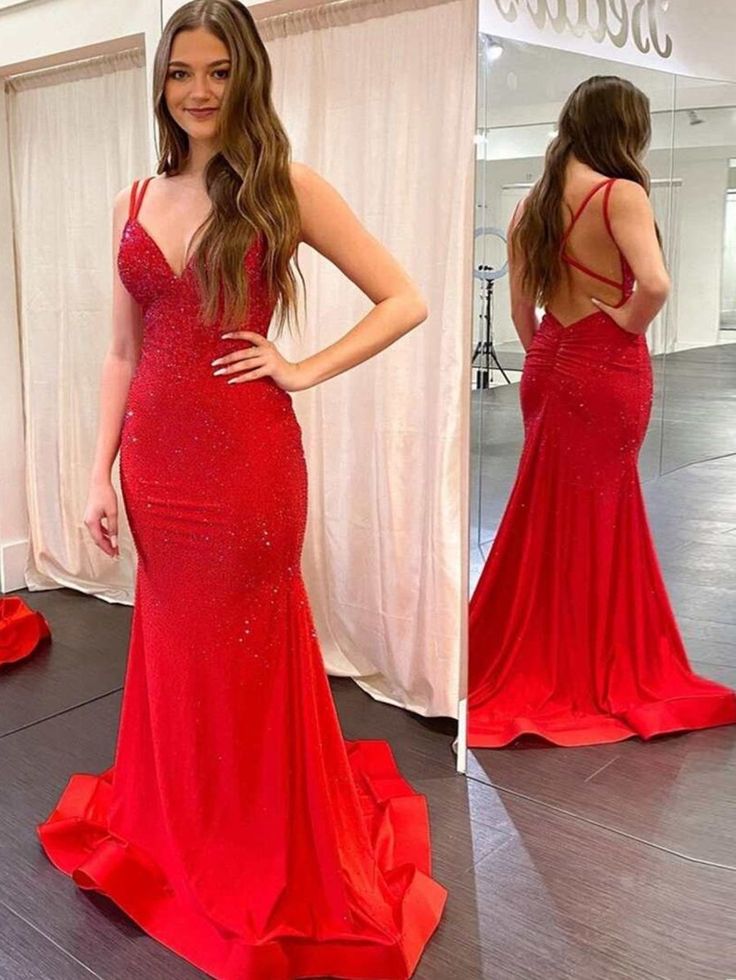Modest Trendy Mermaid Spaghetti Straps Navy Blue Sequins Formal Prom Dresses Style Long Senior High School Dance Party Dresses