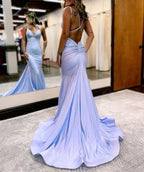 Modest Trendy Mermaid Spaghetti Straps Navy Blue Sequins Formal Prom Dresses Style Long Senior High School Dance Party Dresses