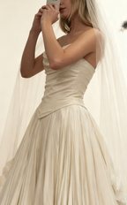Modest Wedding Dresses Ball Gown Strapless White Satin Long Wedding Dresses Brides Dresses Bridal Gowns
