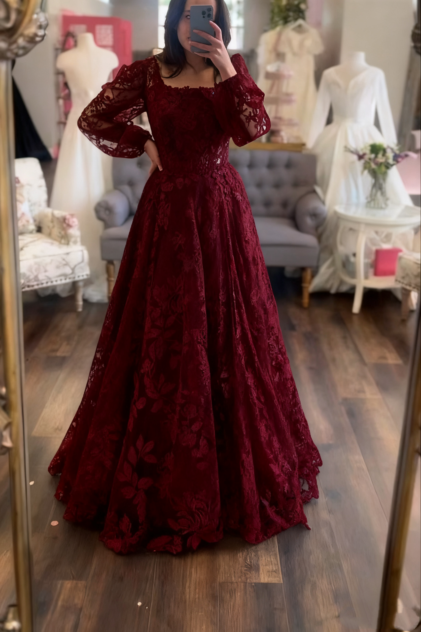 Modest Wedding Dresses Long Sleeve Lace Applique Classic A-Line Wedding Dresses