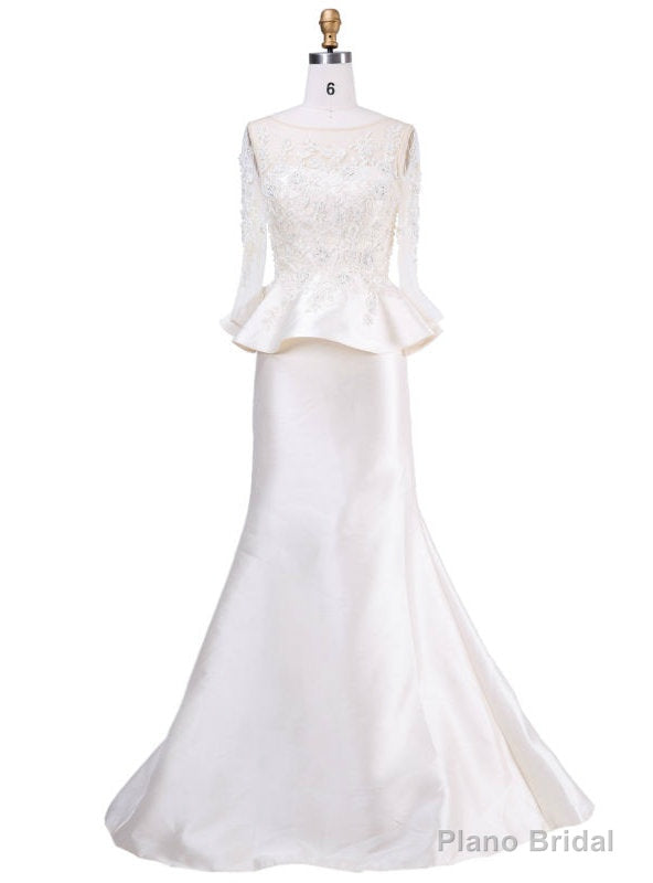 Mother of the bride dresses Sleeves Crystal Beading Lace Mermaid Prom Dresses Main image