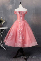 A-line Off-Shoulder Short Formal Prom Dresses Appliques Sweet 16 Gown