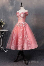 A-line Off-Shoulder Short Formal Prom Dresses Appliques Sweet 16 Gown