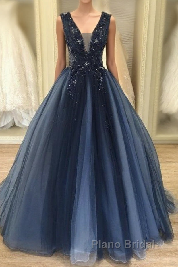Navy Ball Gown Wedding Dresses Formal Prom Gown Main image