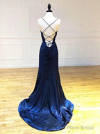 Navy Blue Cross Back Long Prom Dresses Navy Blue Formal Graduation Evening Dresses prom dresses shops