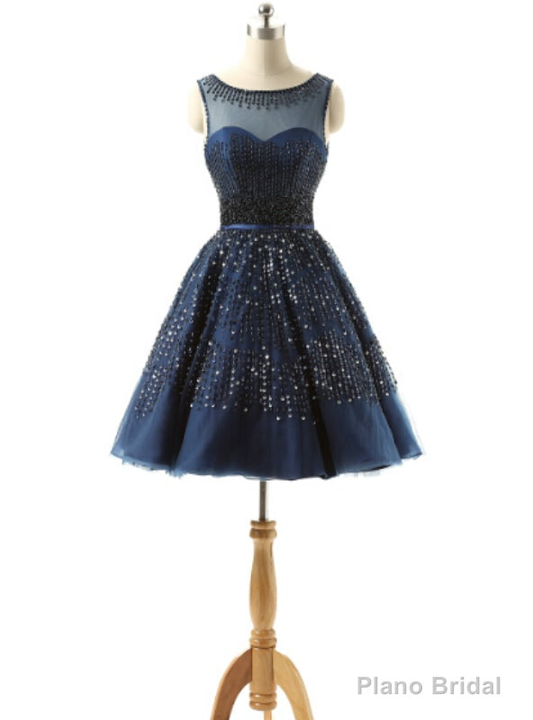 Navy Blue Homecoming Dresses With Beaded Crystal Occasion Dresses Main image