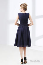 Lace Beaded Sleeveless A Line Chiffon Bridesmaid Dresses