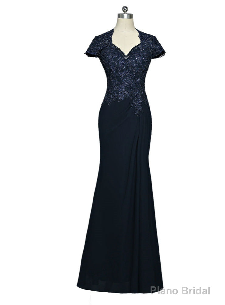 Navy Blue Mermaid Cap Sleeves Mother Of The Bride Dresses Main image