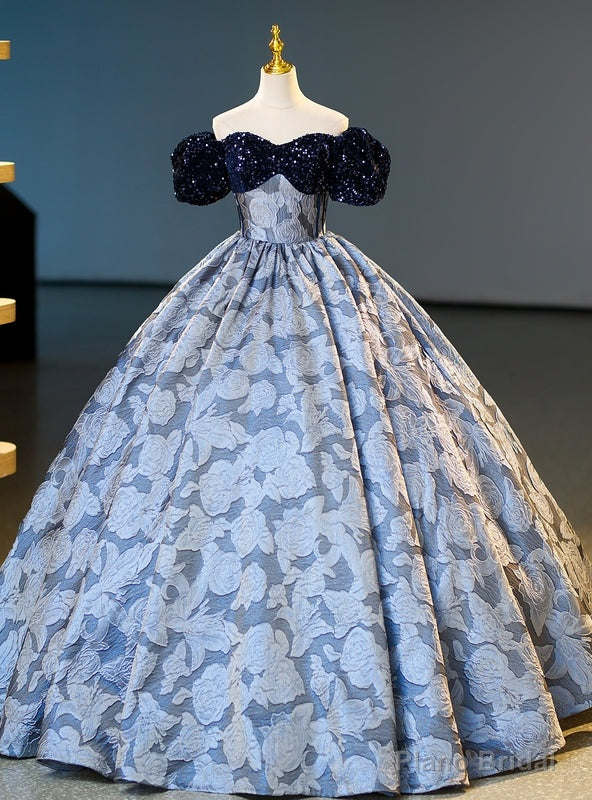 Navy Blue Sequins Off the Shoulder Quinceanera Dress Main image