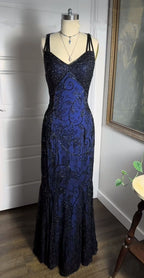 Navy Blue Shiny Elegant Exquisite Beaded Applique Straps Long Tulle Sequins Ball Gown Formal Evening Dresses Party Dresses