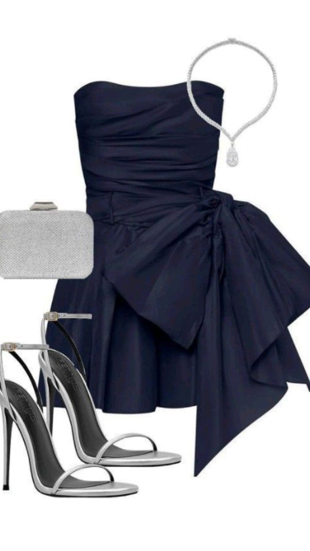 Vintage Navy Blue Strapless Bowkont Short Party Dresses Homecoming Dresses Secondary image