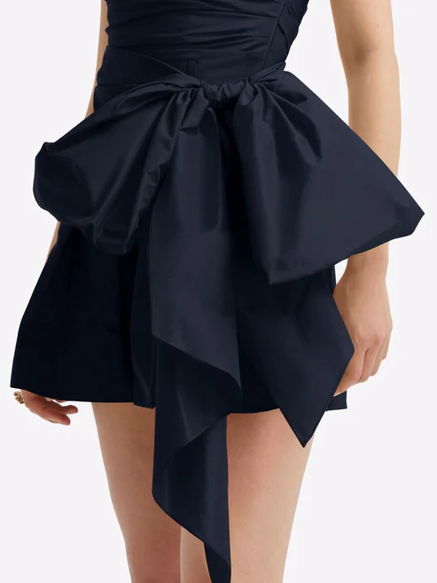 Vintage Navy Blue Strapless Bowkont Short Party Dresses Homecoming Dresses