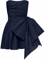 Vintage Navy Blue Strapless Bowkont Short Party Dresses Homecoming Dresses