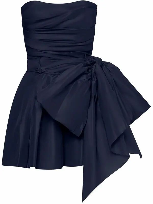Vintage Navy Blue Strapless Bowkont Short Party Dresses Homecoming Dresses