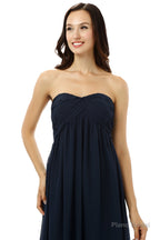 Navy Blue Sweetheart Chiffon With Pleats Bridesmaid Dresses