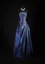 Navy Blue Vintage Elegant Fashion Ball Gown Off Shoulder Long Satin Formal Prom Dresses Formal Evening Dresses Party Dresses