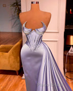 New Arrival Sleeveless Mermaid Formal Prom Dresses With Ruffles Long