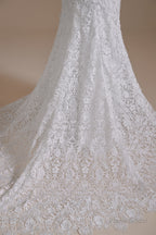 Sweetheart Puff Sleeve Off the Shoulder Lace Long Wedding Dresses