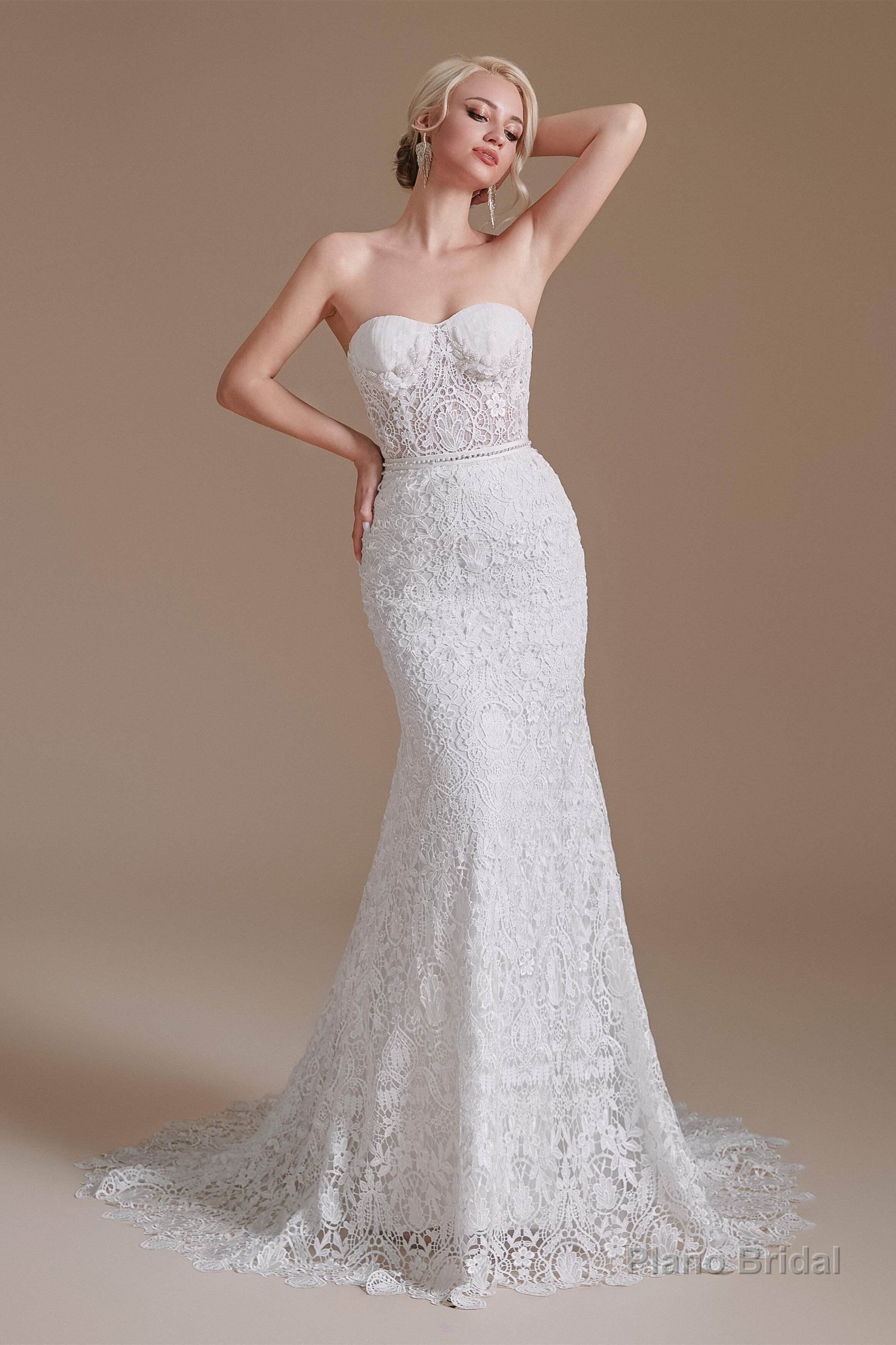Sweetheart Puff Sleeve Off the Shoulder Lace Long Wedding Dresses