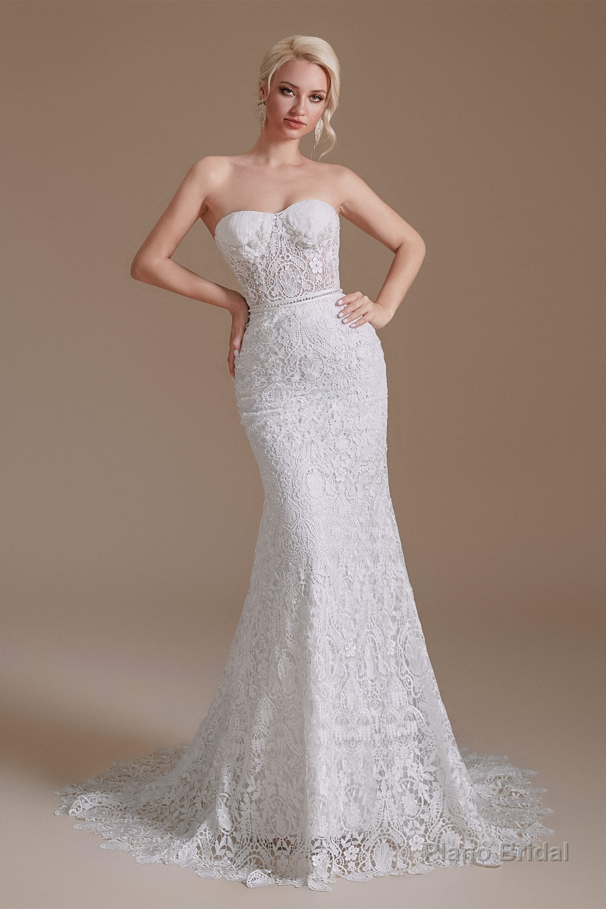 Sweetheart Puff Sleeve Off the Shoulder Lace Long Wedding Dresses