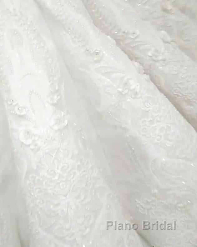 New Arrival V Neck Cap Sleeve Beads Crystals Mermaid Wedding Dress Lace Applique