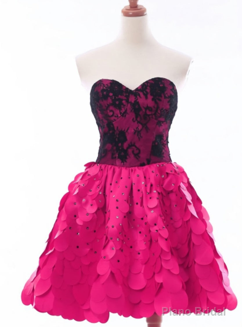 New arrivals Fuchsia Sweetheart Lace Beaded Short Homecoming Dress