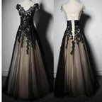 New Fashion Cap Sleeve With Black Lace Elegant Formal Prom Formal Prom Dresses
