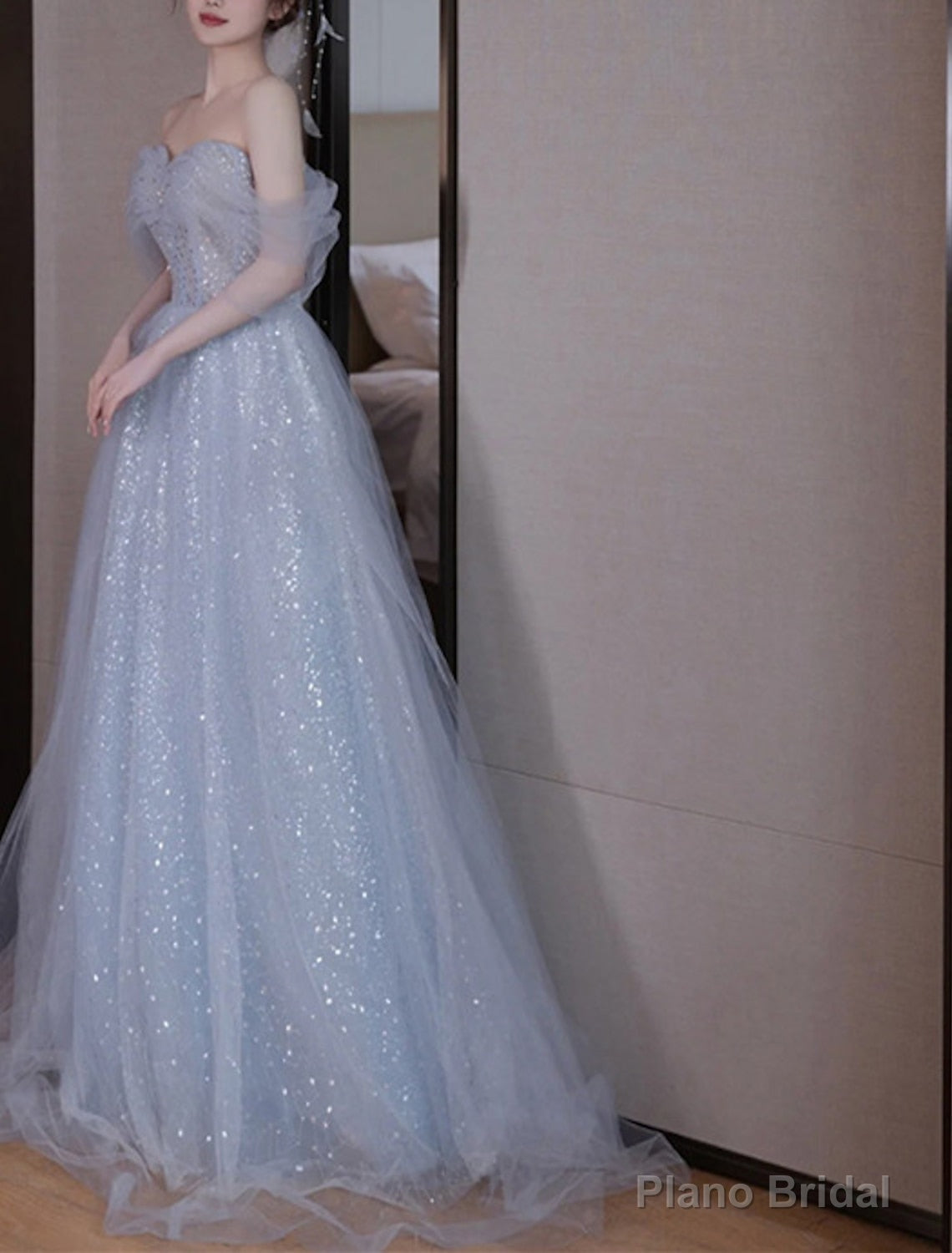 A-Line Party Dresses Elegant Dress Wedding Guest Prom Floor Length Sleeveless Off Shoulder Sequined with Sequin dress to impress