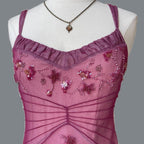 NiceVestidos--Pink Beaded Mid-Length Homecoming Dresses Formal Prom Dresses