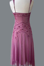 NiceVestidos--Pink Beaded Mid-Length Homecoming Dresses Formal Prom Dresses
