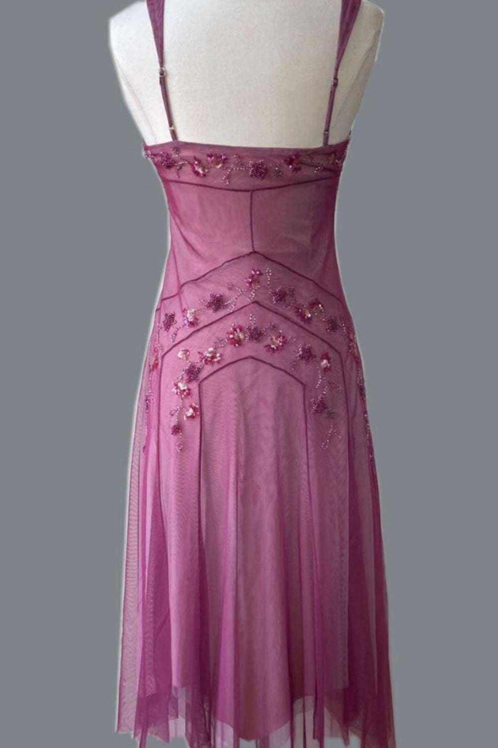 NiceVestidos--Pink Beaded Mid-Length Homecoming Dresses Formal Prom Dresses