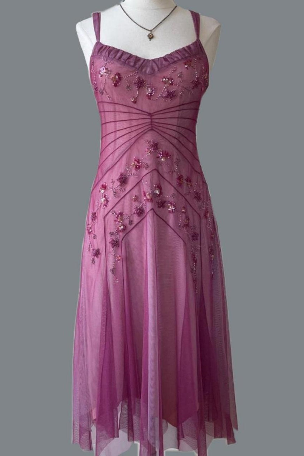 NiceVestidos--Pink Beaded Mid-Length Homecoming Dresses Formal Prom Dresses