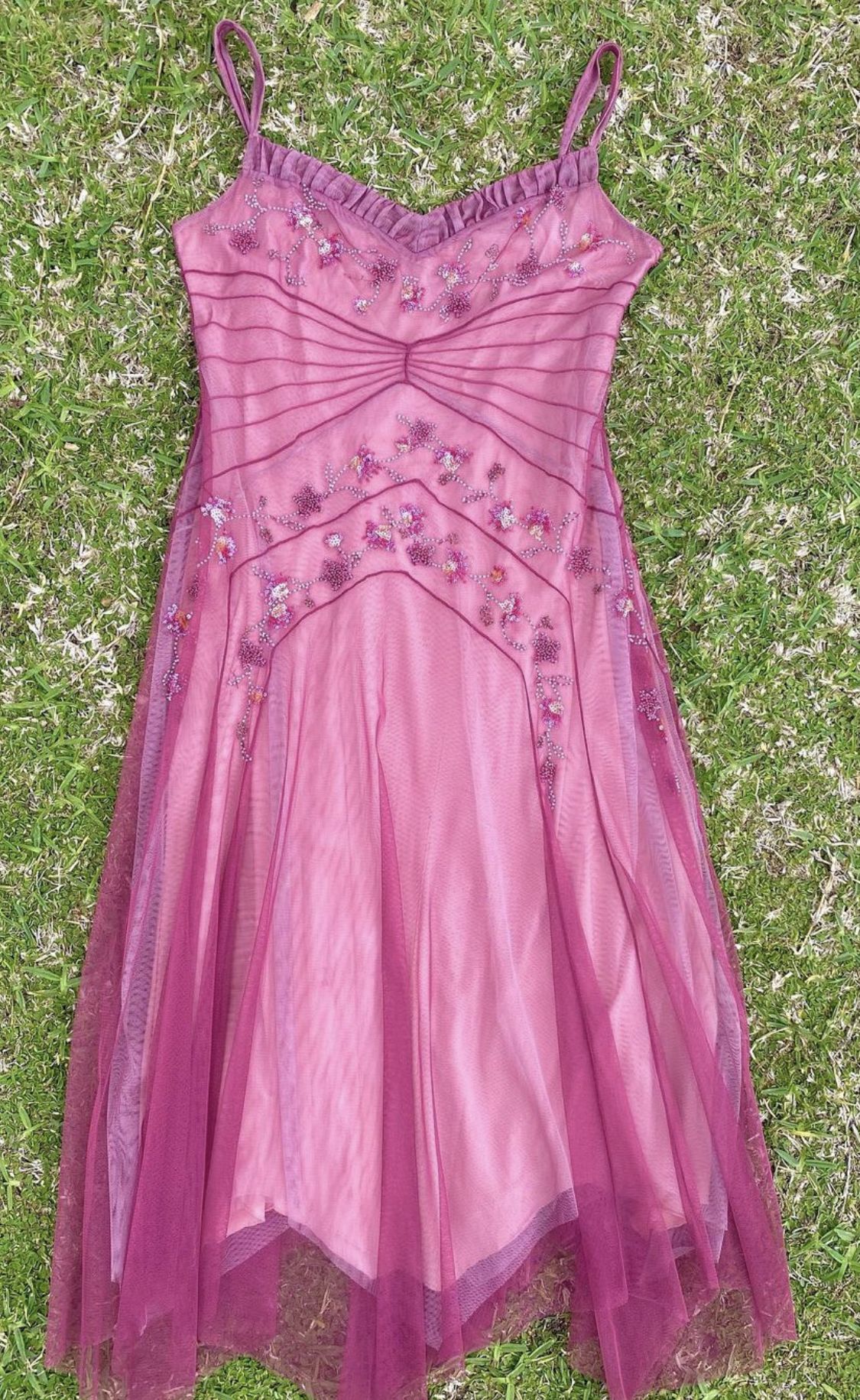 NiceVestidos--Pink Beaded Mid-Length Homecoming Dresses Formal Prom Dresses