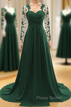 Noble A-Shaped Princess Chiffon Sticker Sweetheart Long Sleeved And Floor Length Mother Of The Bride Dresses