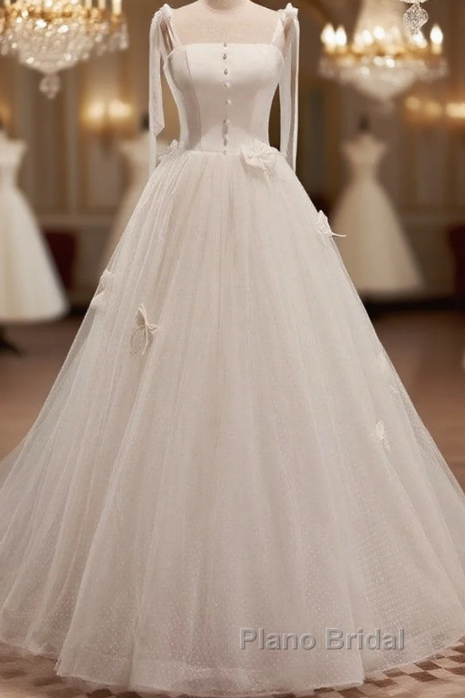 Noble And Unique White Pearl Sleeveless Off Shoulder Bow Ball Dresses With White Thin Shoulder Strap Off Back Tie And Floor Length Tail Evening Dresses