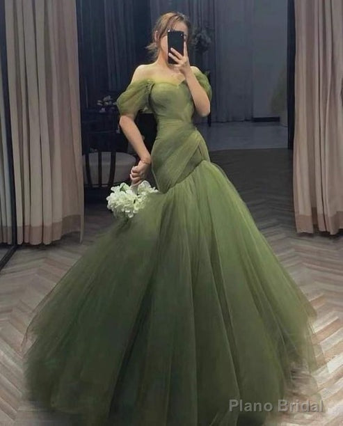 Elegant Off Shoulder Sleeveless A-line Floor Length Prom Dress Main image