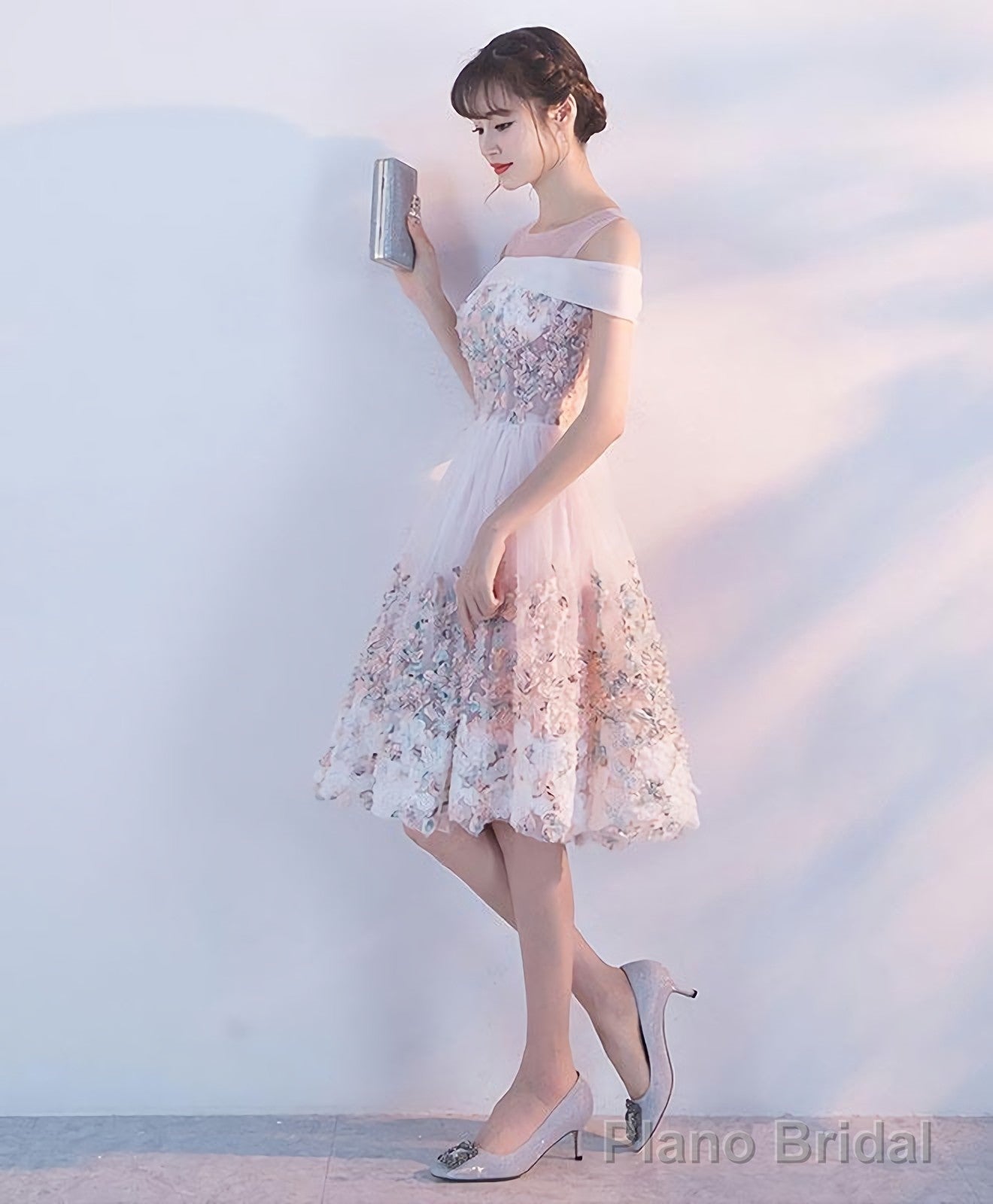 Pink Lace Tulle Short Prom Dress Pink Homecoming Dress