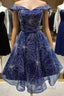 Off Houlder Bridesmaid Dresses, Sequin Evening Dresses, Short Homecoming Dresses,Custom Made