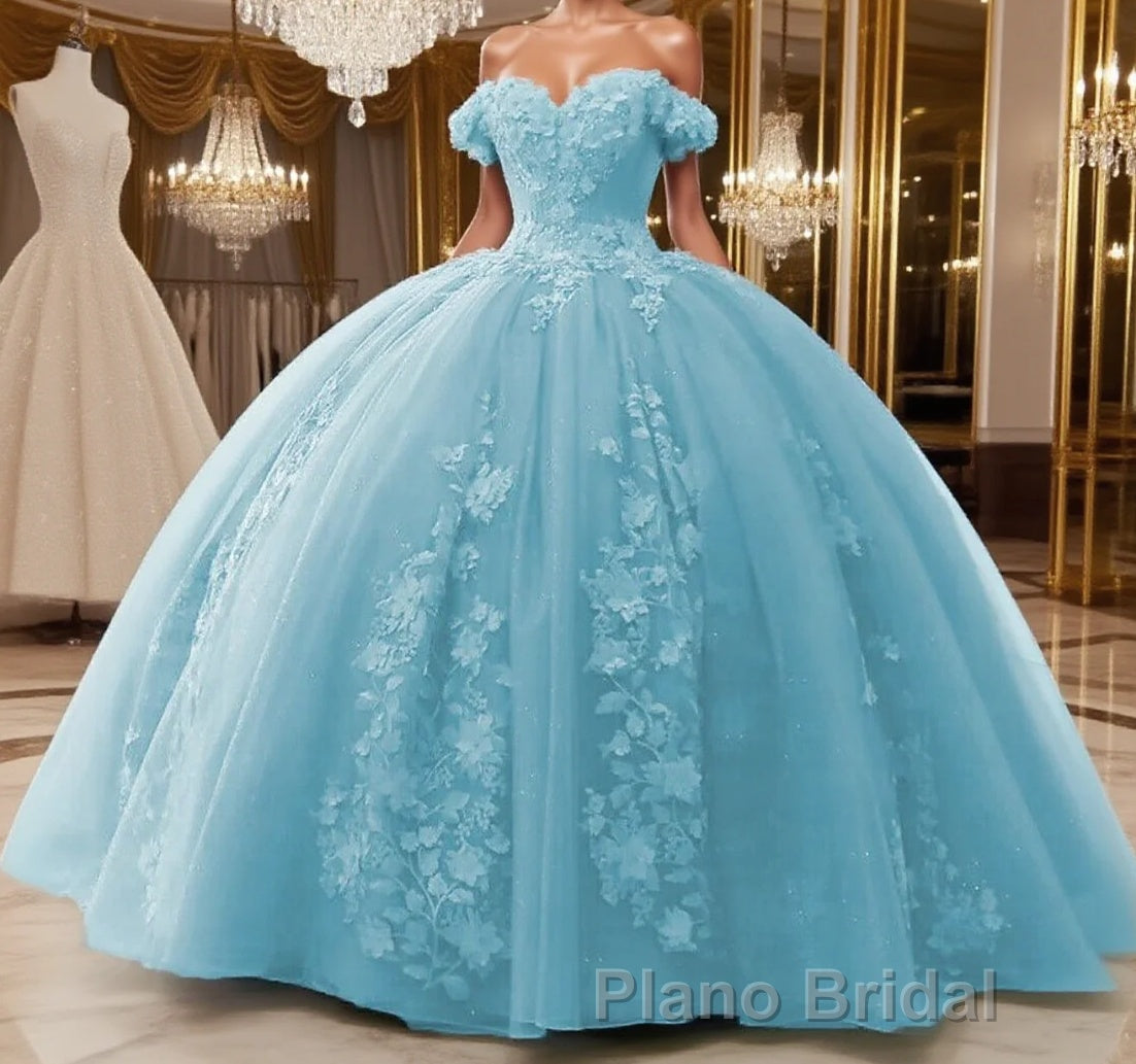 Off Shoulder Ball Gown Quinceanera Dresses 3D Floral Applique Gowns Main image