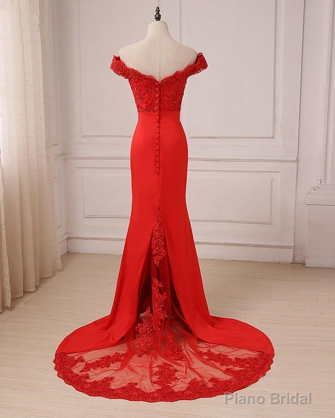 Mermaid Off The Shoulder Beaded Lace Long Prom Dresses Secondary image
