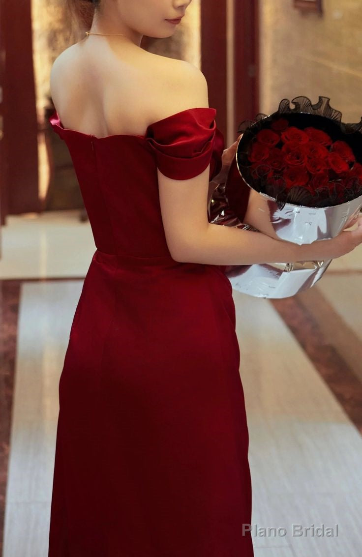 Off Shoulder Red Evening Gown Long Prom Formal Dresses Secondary image