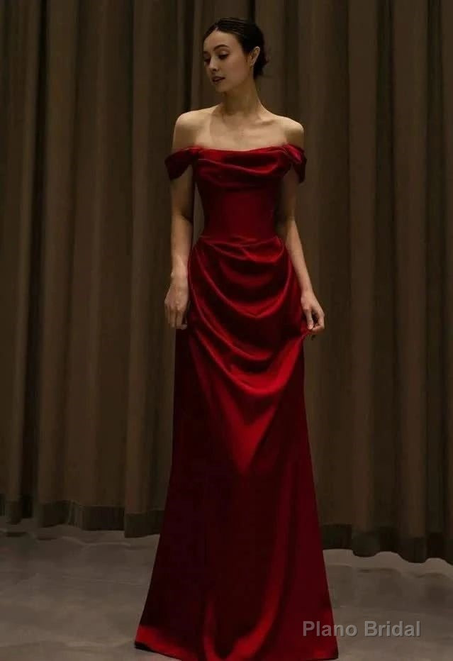 Off Shoulder Red Evening Gown Long Prom Formal Dresses Main image